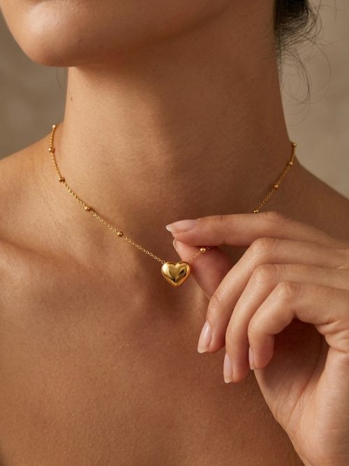Heart Pendant Necklace Gold