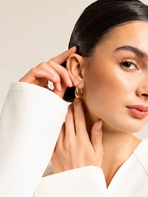 Moon Hoop Earrings Gold