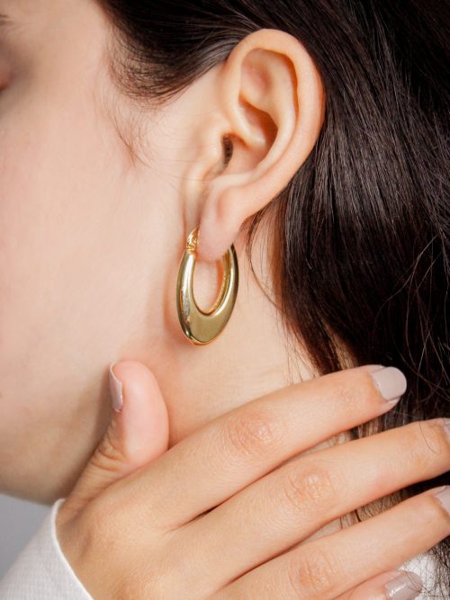 Drop Hoop Earrings Gold
