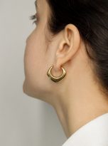 Moon Squared Hoop Earrings Gold