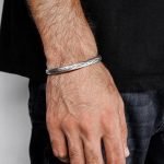 Tire Tread Flat Cuff Bracelet silver