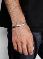 Tire Tread Flat Cuff Bracelet silver (2)