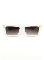 Retro Square Bold Sunglasses For Women (White,Pink) (4)