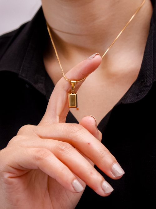 Gold Brick Bar Necklace