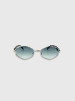 Horizon Geometric Sunglasses Silver Lens Color Smoke Green Gradient (7)