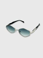 Horizon Geometric Sunglasses Silver Lens Color Smoke Green Gradient