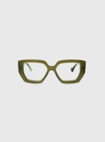 IRREGULAR GEOMETRIC GLASSES- OLIVE- GREEN MARBLE FRAME (6)