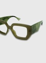 IRREGULAR GEOMETRIC GLASSES- OLIVE- GREEN MARBLE FRAME